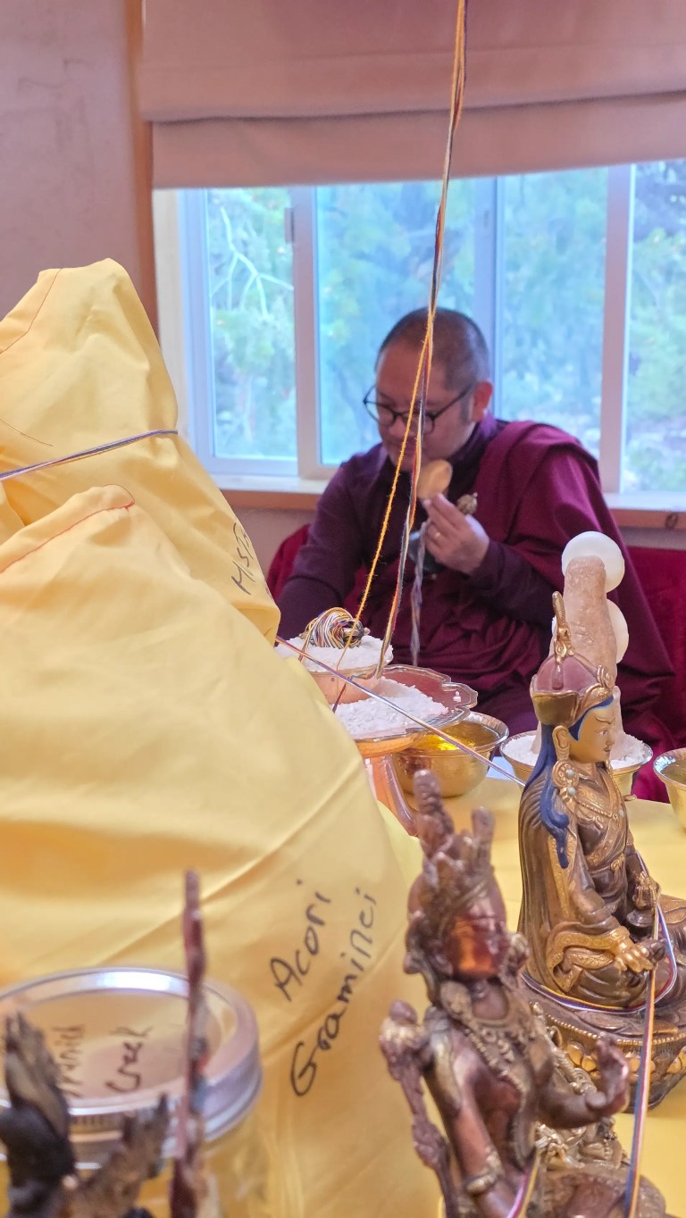 Adzom Gyalse Rinpoche conducting the Stupa contents Blessing