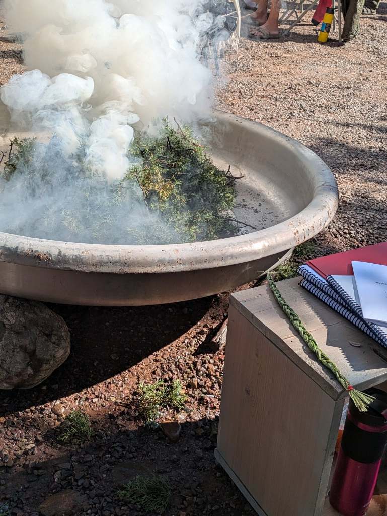 Riwo Sangcho burning herbs into smoke
